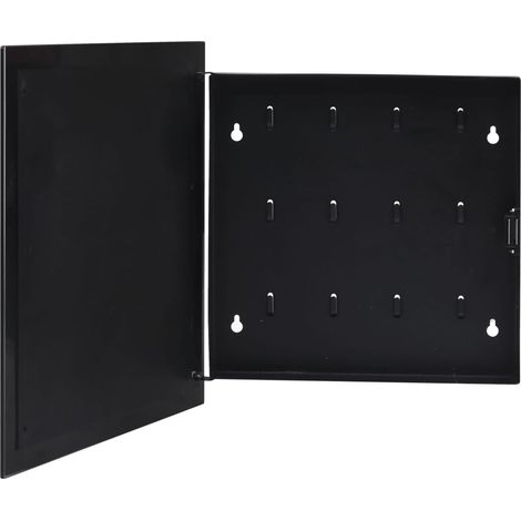 Key Box with Magnetic Board Black 35x35x4 cm vidaXL (1/5)
