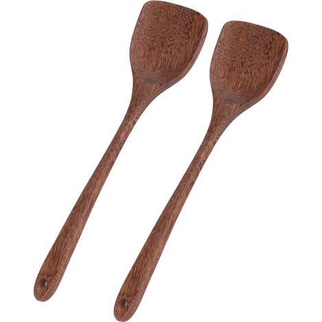 2 pièces Spatule en Bois Long Manche pour Cuisine, Pelle à Gâteau Plate pour Mélanger et Retourner, 33.7 cm