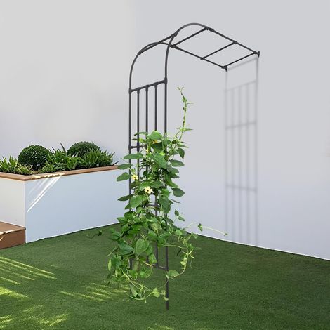 Rosenbogen halbrund, Verzinkte Rosen-Halbbogen, Metall Gartenbogen Kletterpflanzen Rankhilfe für Rosen und andere Kletterpflanzen (Schwarz, 150  40  260 cm)