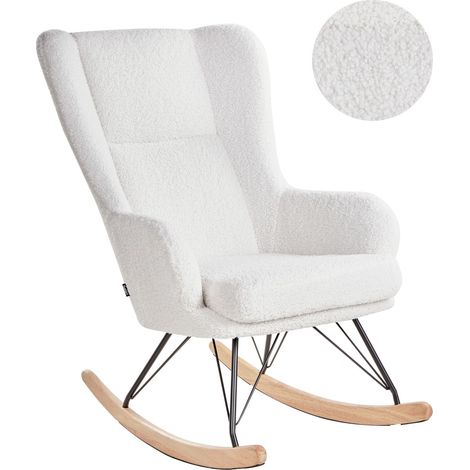 Schaukelsessel LUOMA Bouclé Cremeweiß (1/5)