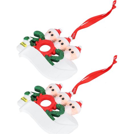 Lot de 2 décorations de Noël 2020 personnalisées, masques à suspendre, décorations pour la maison, cadeaux pour la famille (1/5)