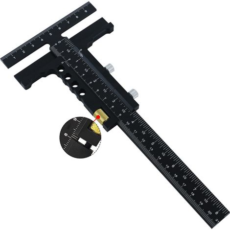 Règle de traçage coulissante en T pour travail du bois - Outil de mesure menuiserie traceur marquage jauge aluminium 229 mm x 90 cm