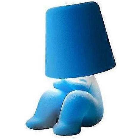 Lampe de table Shy Boy, lampe en forme de petit homme, lampe de bureau LED, veilleuse tactile, lampe de chevet à brancher pour la décoration de la chambre, cadeau de Saint-Valentin, bleu (1/4)