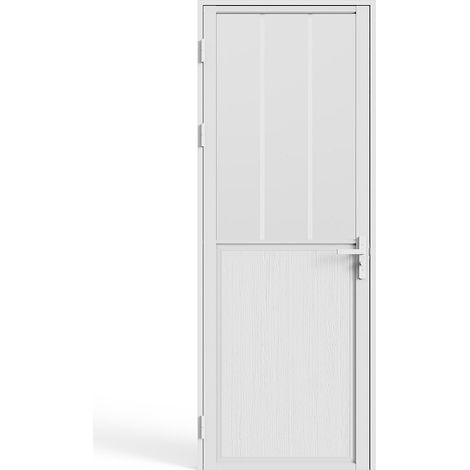 Blocco porta reversibile H204 x L73 cm in alluminio e vetro temperato satinato stile atelier Bianco - ERMELO