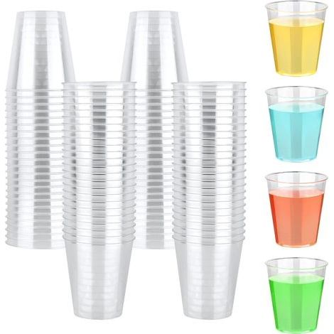 Lot de 100 Gobelet Plastique Reutilisable, 5 cl/50ml Verre Plastique Reutilisable, Transparent Verre en Plastique Verre a Shot, pour Cocktails Jus de Fruits Mariage Fêtes (1/5)