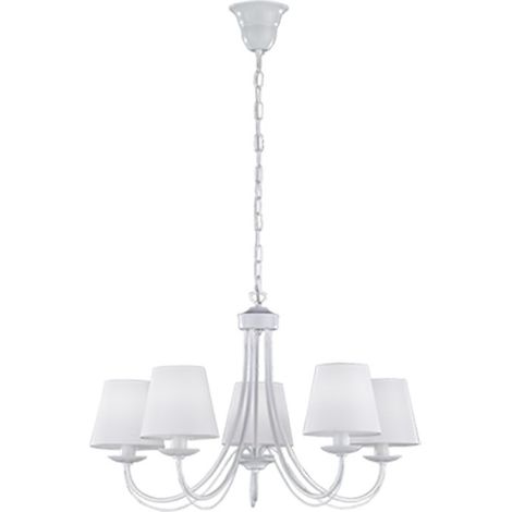 Lampadario Soffitto 4W 5 Luci Metallo Paralumi Stoffa Bianco Cortez GD Trio