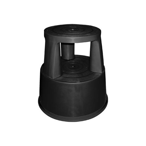 Taburete q-connect ruedas retractiles tres ruedas -dos niveles negro
