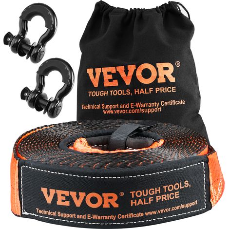VEVOR Off-Road Recovery Kit, 3" x 30', Heavy Duty Winch Recovery Kit with 30,000 lbs Capacity Polyester Tow Strap, 44,092 lbs D-Ring Shackles, Storage Bag, for ATVs, Jeeps, Off-Road Vehicles, Trucks (1/5)