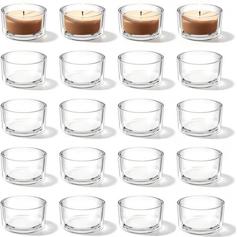 20 Pièces Photophore Bougie, Bougeoir Verre 4,6 x 2,5cm (1/5)
