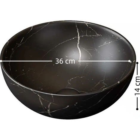Vasque 36 cm effet pierre, sans meuble et sans robinet, pour salle de bain moderne, coloris noir (1/5)