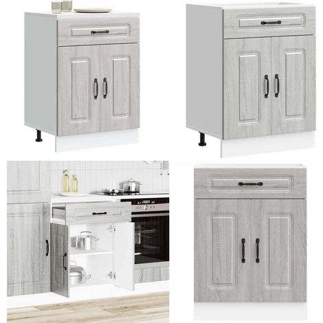 Mueble bajo de cocina Kalmar gris sonoma madera de ingeniería - Almacenamiento bajo cocina - Mueble bajo cocina