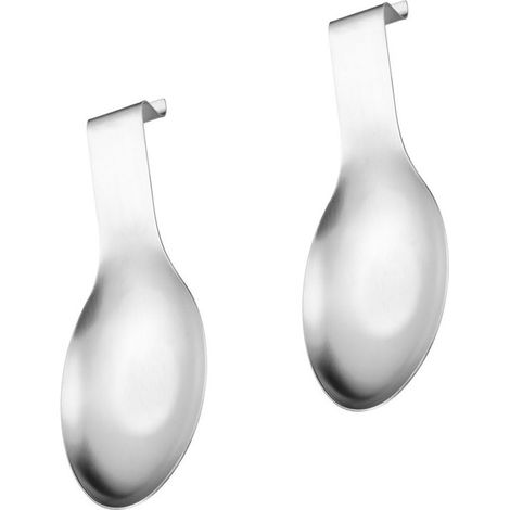 Soporte para cucharas de acero inoxidable de 2 piezas, acabado cepillado, duradero y apto para lavavajillas, para utensilios de cocina. (1/5)