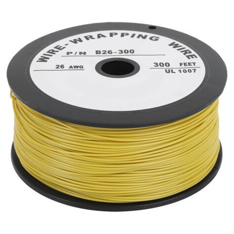 Yellow electrical cable, tinned copper connection line, 100 meters, UL1007, 26AWG (1/5)