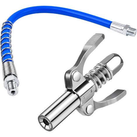 Embout pour Pompe à Graisse avec Tuyau Flexible 30 cm, Raccord de Pistolet à Graisse à Verrouillage Automatique, Embout Graisseur à Mâchoires pour Lubrification des Machines (1/5)