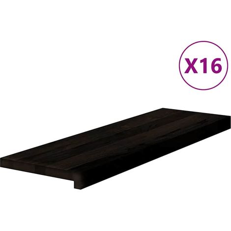 Marches d'escalier 16 pcs marron foncé 80x30x2 cm chêne massif (1/5)