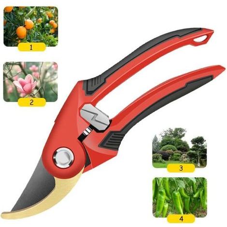 Garden Secateurs - Superior Quality - Ergonomic - SK5 Steel - 21.5 cm - Red