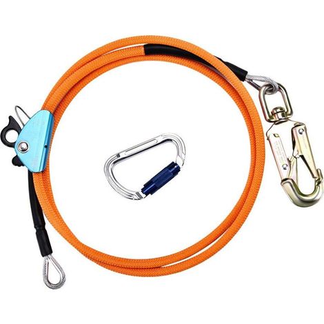 12mm x 2.4m safety harness with triple locking carabiner, adjustable carrying strap, small extension for fall protection (1/5)