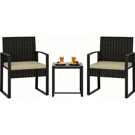 Set da giardino 3 pezzi con tavolo e 2 sedie in poliratano (1/5)