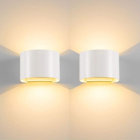 2x Moderne Applique Murale Interieur 12W Blanc Chaud Lampe Up Down pour Salon Chambre Couloir Chemin (Blanc) (1/5)