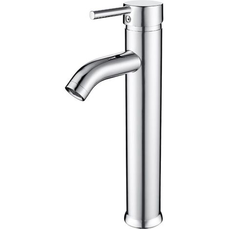 Hohe Waschtischarmatur, Einhebelmischer für Waschbecken, Aufsatzarmatur, verstellbarer Mischer für Waschbecken mit Warm- und Kaltwasseranschluss, Messing-Waschtischarmatur, verchromt (1/4)