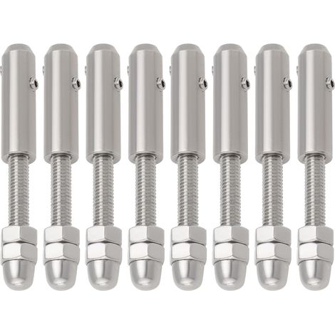 Pack of 8 Metal Cable Terminal Screws 3mm Wire Cable Tensioner Cable Terminal with Threaded Pin Suitable for 3mm to 4mm Wire Cable 304 Stainless Steel (1/5)