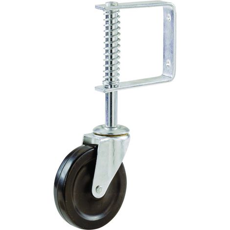 GROOFOO-Hardware Metal 9785 9785E Spring Loaded Gate Caster, 4-Inch, Black (1/5)