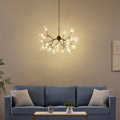 Kosilum – Suspension branchage métallique noir – 27 lumières – Design moderne pour grand salon – Éclairage décoratif élégant (1/5)
