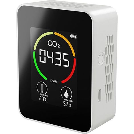Detecteur d'air CO2 Detecteur de dioxyde de carbone Production agricole Moniteur de CO2 a effet de serre Blanc, modele: Blanc, Ensoleillé (1/5)