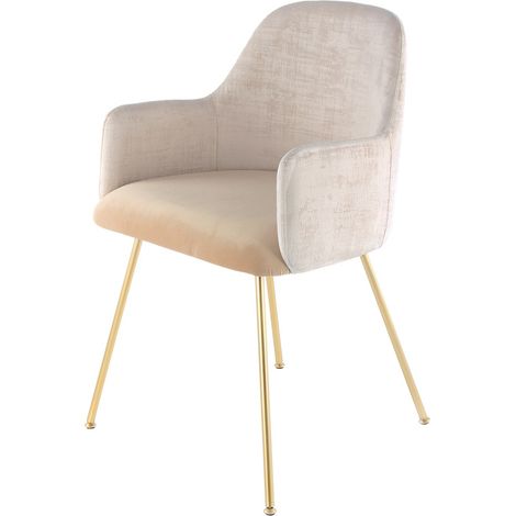 Sedia di design Richard in velluto bicolore avorio e beige (1/3)