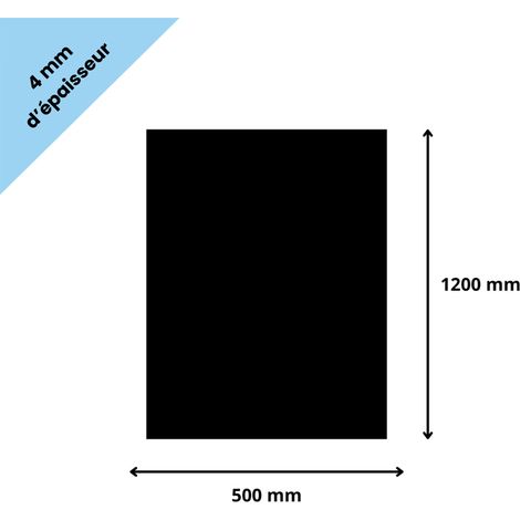 Plaque verre acrylique noir 4 mm - 50 x 120 cm (500 x 1200 mm) - Verre synthétique - Plaque PMMA XT - Plexiglass