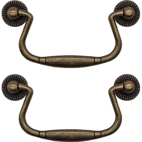 2er-Pack klappbare Schubladengriffe aus Eisen in Antik-Bronze für Schranktüren, Kommoden, Küchenbuffets usw. Vintage Landhausstil re