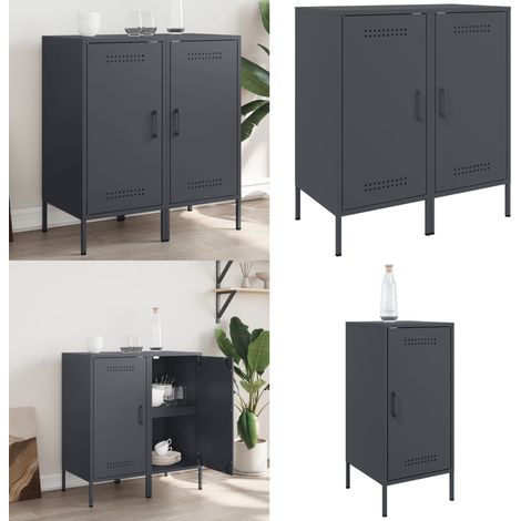 Aparadores 2 unidades acero gris antracita 36x39x79 cm - Almacenamiento - Muebles industriales