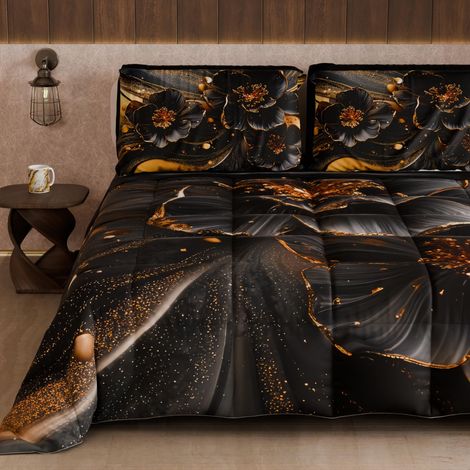 Couette d'hiver pour lit Une Place et demie Double Face, Couleur Unie et Impression numérique Florale 06 22, 100% Microfibre, fabriquée en Italie (1/5)