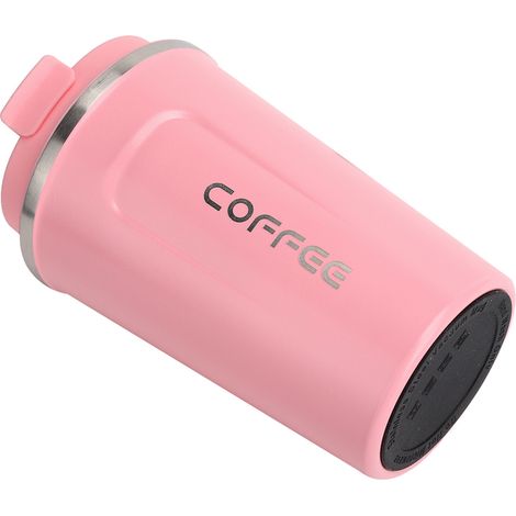 Mug isotherme 380 ml à double paroi en acier inoxydable anti-déversement, tasse à café portable pour voiture (rose) (1/5)