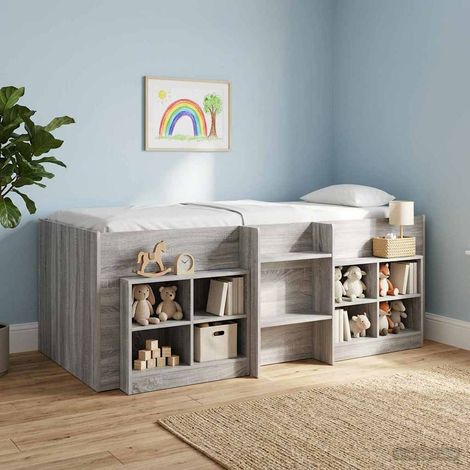 Marco de Cama Alta para Niños 2 pcs  gris 90 x 190 cm