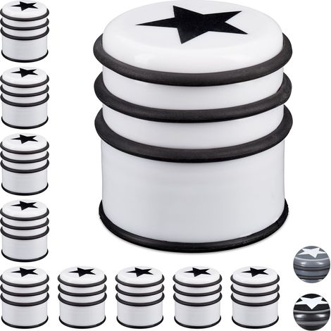 10 x Türstopper für den Boden, Türpuffer für Fenster & schwere Türen, groß & mit Stern, 8 cm hoch, weiß