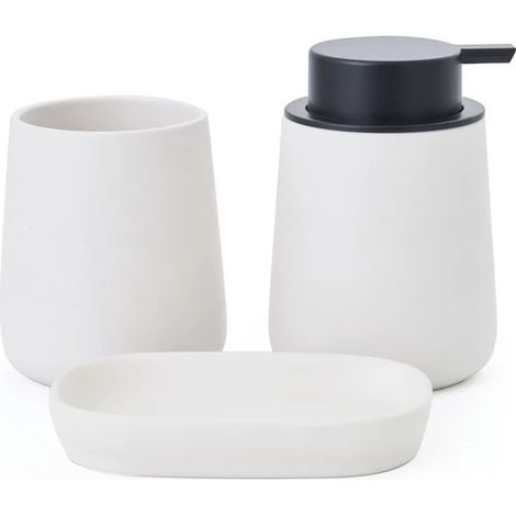 MAONIE Juego de 3 accesorios de baño de cerámica blanca mate MSV (1/5)