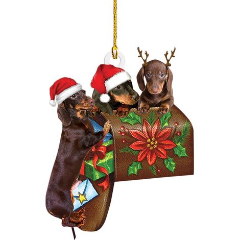 Ornement Chien Noël - Pendentif Arbre De Noël Acrylique Double Face - Décoration Intérieure Extérieure - 1 Pièce (1/4)