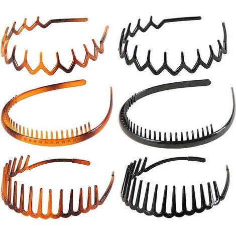 Lot de 6 bandeaux élastiques à dents invisibles pour cheveux, unisexe, pour se laver le visage.-14x12cm-Assorted Color (1/2)