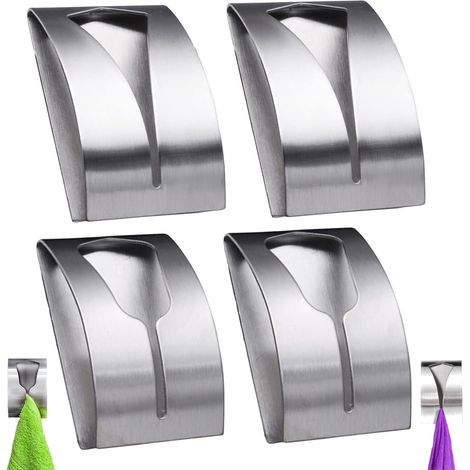 Attache Torchon Mural Inox Cuisine Patère Torchons Crochet Porte Acier Pour Serviettes de Bain Tabliers (5 X 7.5 cm) (1/5)
