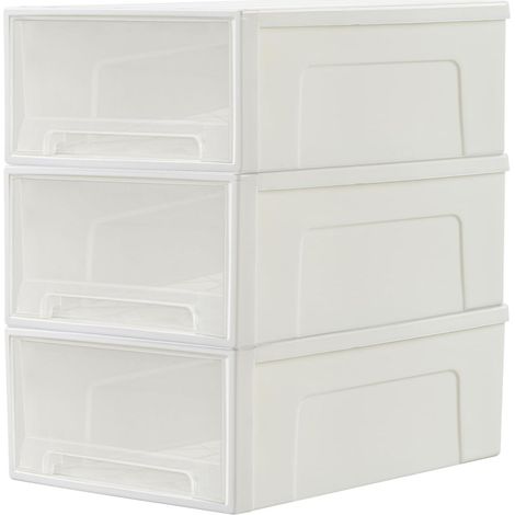 14L3 Tiroirs de Rangement en Plastique, Organisateurs de Bureau, Tour de Rangement pour Fournitures, Dortoir et Cosmétiques, Superposable, Durable, PP, Sans BPA, Blanc (1/5)