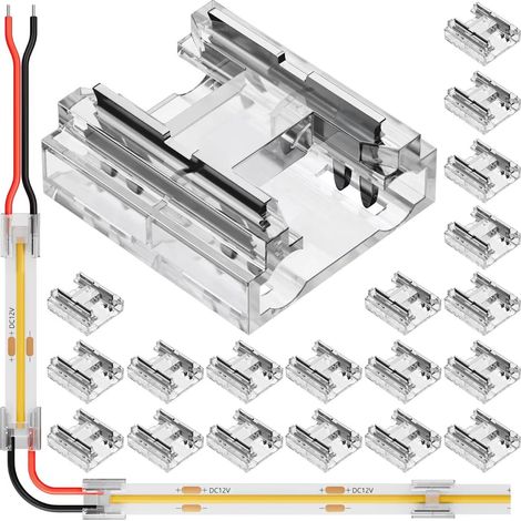 Kit de connecteurs COB 8 mm 2 broches - 20 connecteurs transparents pour sans fil sans soudure (1/5)