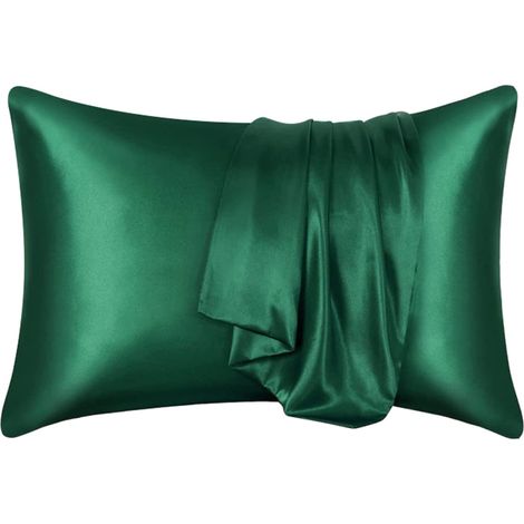 Lot de 2 taies d'oreiller, fermeture enveloppe, tissu imitation soie, douceur peau, chambre à coucher (1/5)