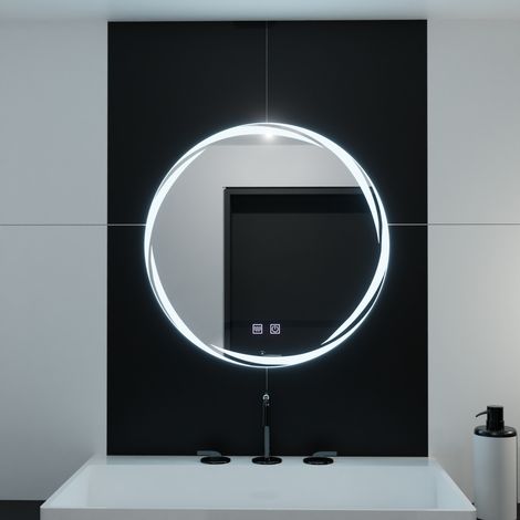 Miroir LED Rond 70cm Zaffiro Touch Systeme Desembuage Gradable (1/5)
