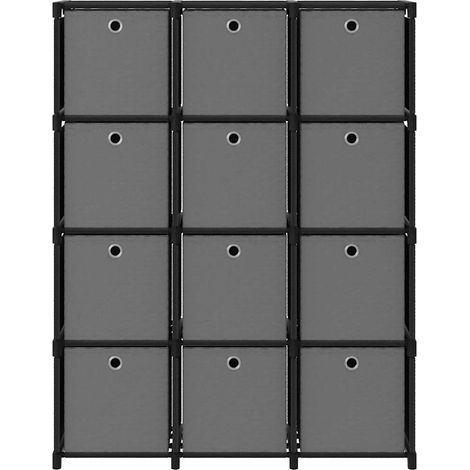 Maison Exclusive - Mensola con 12 Scatole a Cubo Nera 103x30x141 cm in Tessuto (1/5)