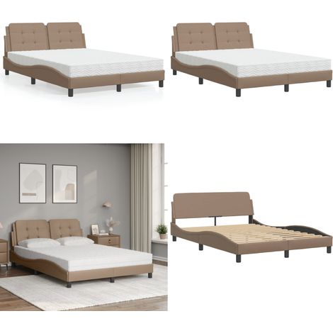 Bett mit Matratze Cappuccino-Braun 140x200 cm Kunstleder - Schlafzimmermöbel - Doppelbett - Boxspringbett - Bettrahmen - Kunstlederbett - Home & Living (1/5)