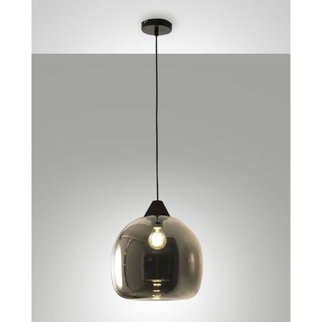 Maia Lampada a Sospensione in Metallo e Vetro Soffiato Colore Fumé Ø310mm E27 60W IP20 - Design Moderno Elegante per Illuminazione Interni