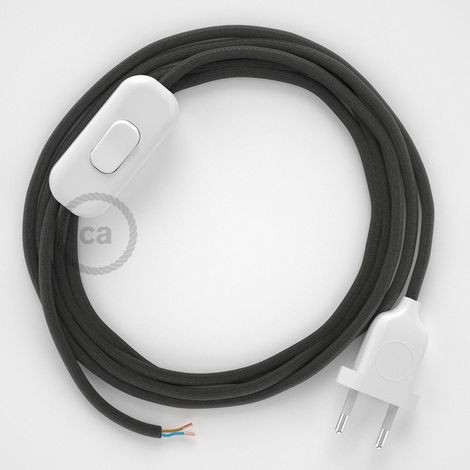 Cordon pour lampe, câble RM26 Effet Soie Gris Foncé 1,80 m. Choisissez la couleur de la fiche et de l'interrupteur Blanc (1/4)