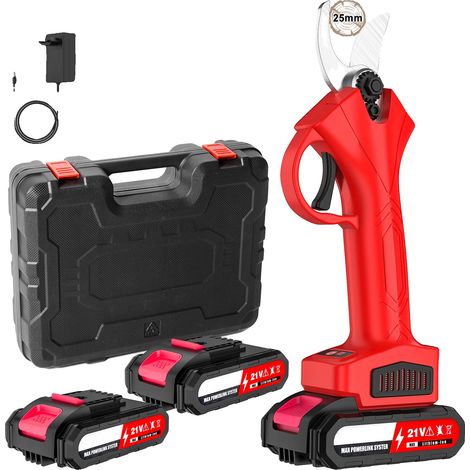 Tijeras de podar eléctricas, motor sin escobillas, mango ergonómico, 2 baterías. (1/2)