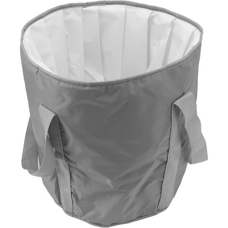 Zusammenfaltbarer Campingeimer aus Polyester, doppelwandig, grauer Boden mit Füßen und Aufbewahrungstasche (1/5)